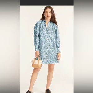 J. Crew Small Puff Sleeve Poplin Mini Shirtdress